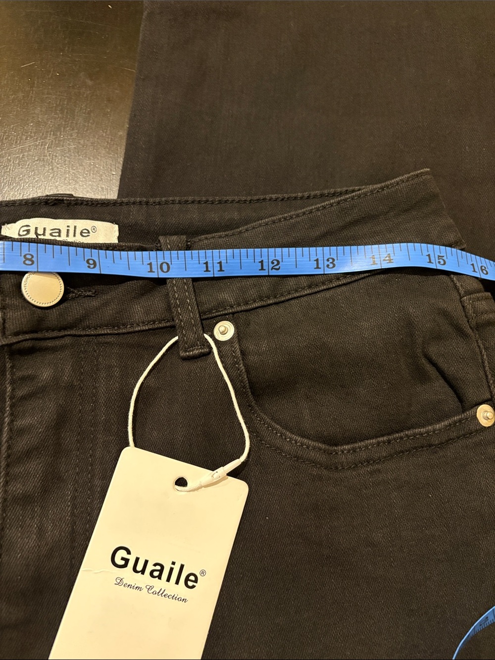 Guaile Denim Collection Black Wide-Leg Stretch Jeans Size 14 - Picture 6 of 9